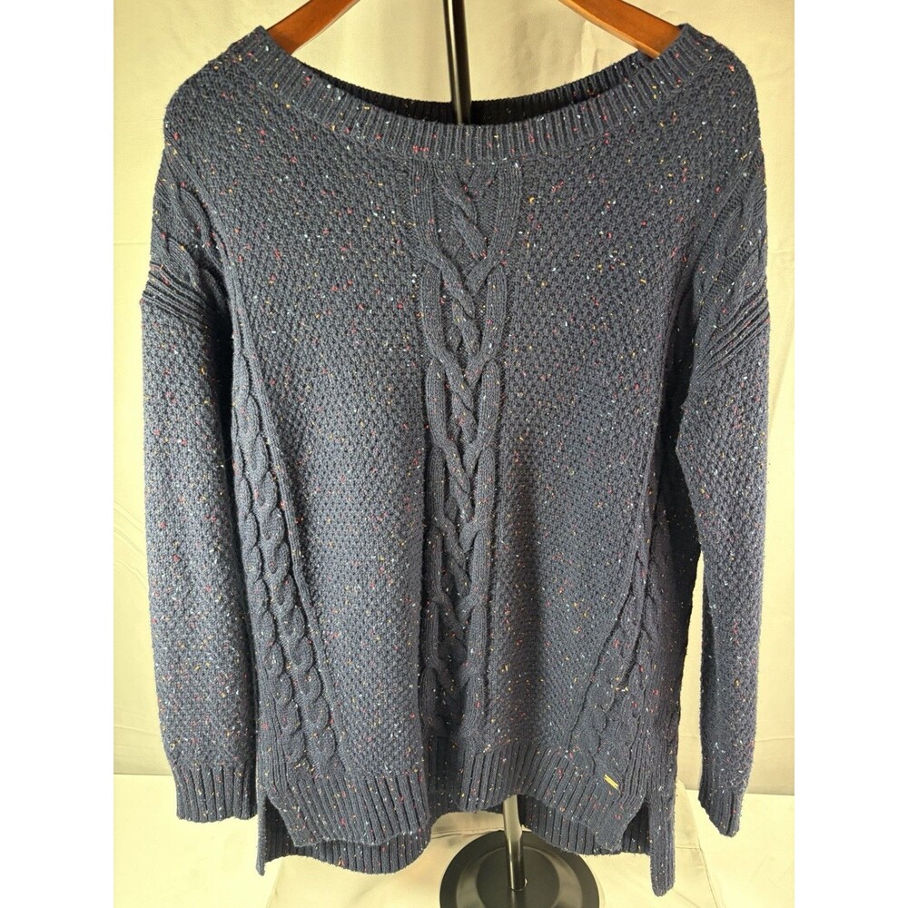 Tommy Hilfiger Navy Blue Confetti Cable Knit Sweater Medium EUC